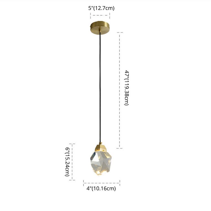 Block Shaped Stairs Multi-Pendant Crystal 7 Lights Postmodern Suspension Lamp in Brass