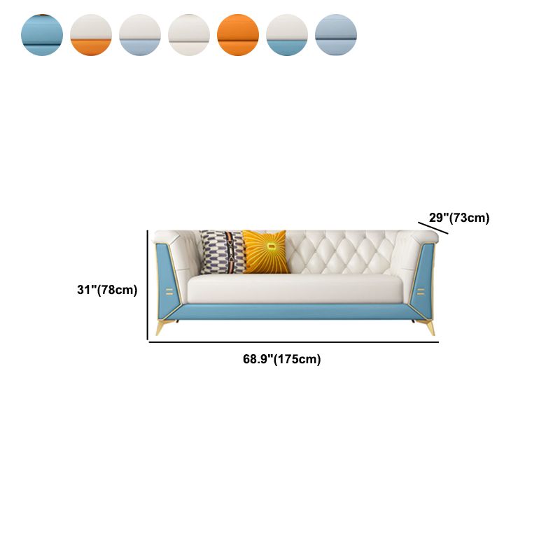 Contemporary 30.7" H Faux Leather Tufted Tuxedo Arm Sofa For Living Room