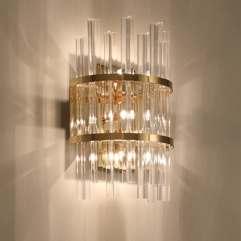 Clear Crystal Prism Sconce Lighting Modern 3 Lights Chrome/Gold Finish Wall Mounted Lamp for Living Room