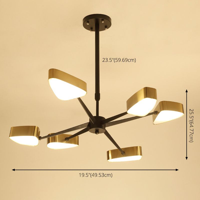 Moderno lampada lampadario triangolare in metallo soggiorno lampadario a pendente a led in oro