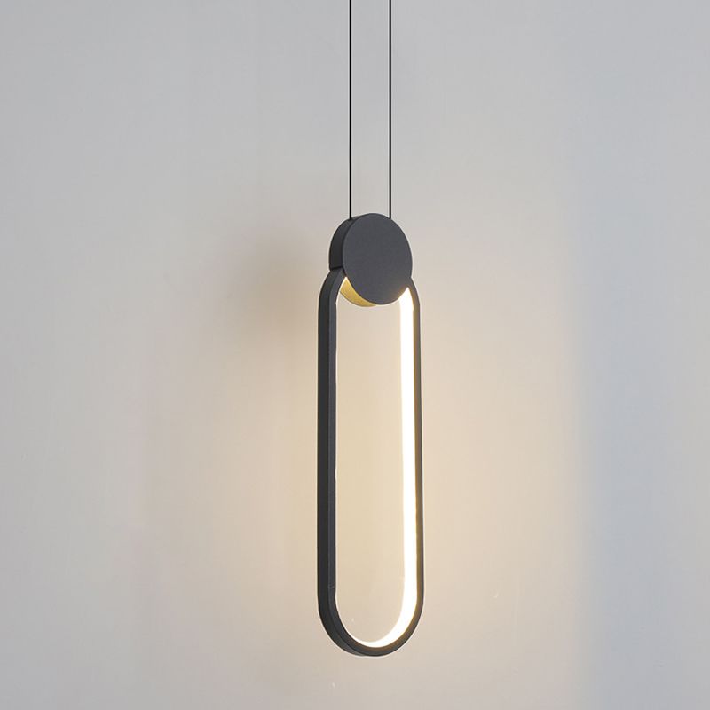 Zwart geometrische LED -hanglamp in modern eenvoudige smeedijzeren plafondlicht met acrylschaduw
