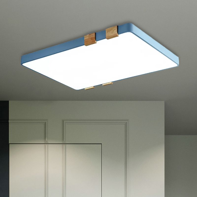 Fixation rectangulaire Plafond Nordique Acrylique 1-Rose légère / jaune / Bleu Flush Mount Lamp in Warm / White Light