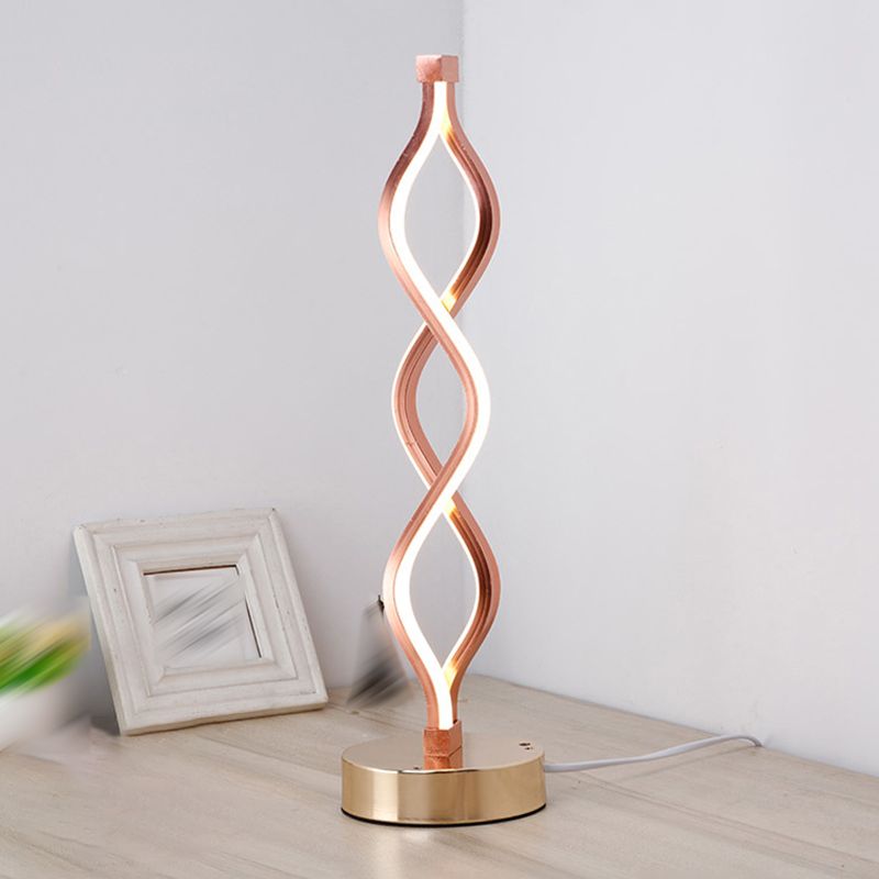 Modern Style Desk Lighting Fixture Linear Twisted LED Desk Lamp for Bedroom