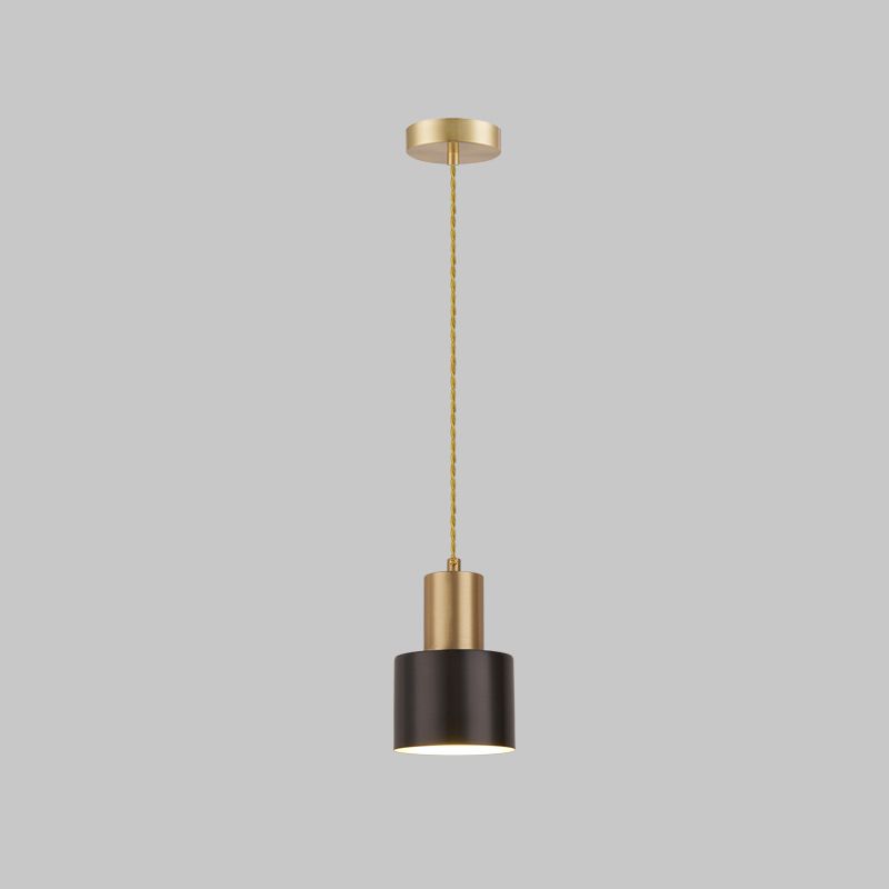 Modern Creative Single Hanging Lamp Copper Cylindrical Pendant Light for Interior Spaces