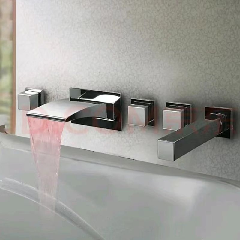 2 Handle Widespread Faucet 3-Hole Widespread Wall Mounted Bathroom Sink Faucet