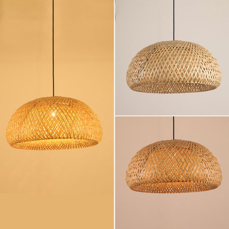 1 leichte halbkugelförmige Deckenleuchte chinesischer chinesischer Rattan Hängende Anhängerleuchten für das Restaurant