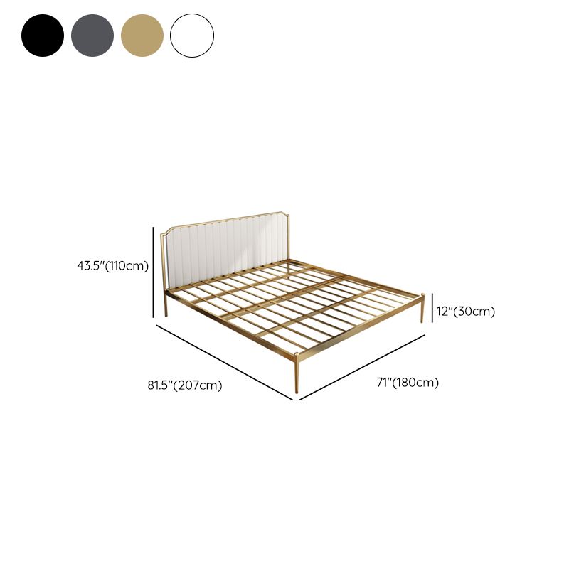 Leather Upholstered Platform Bed Luxurious Metal Tall Bed Frame