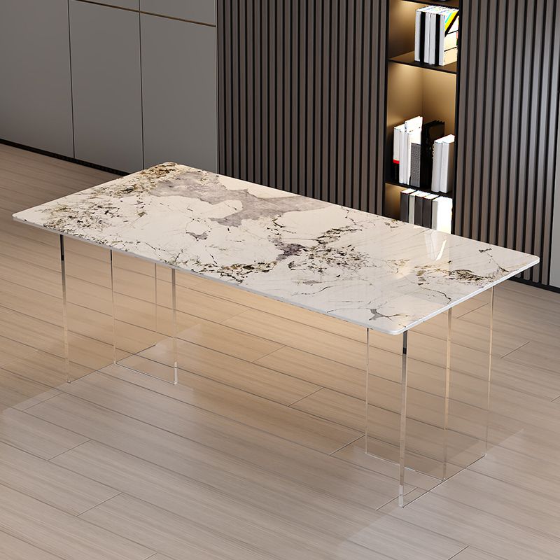 Sintered Stone Dining Table Modern Rectangle Dining Table with Acrylic Base for Home