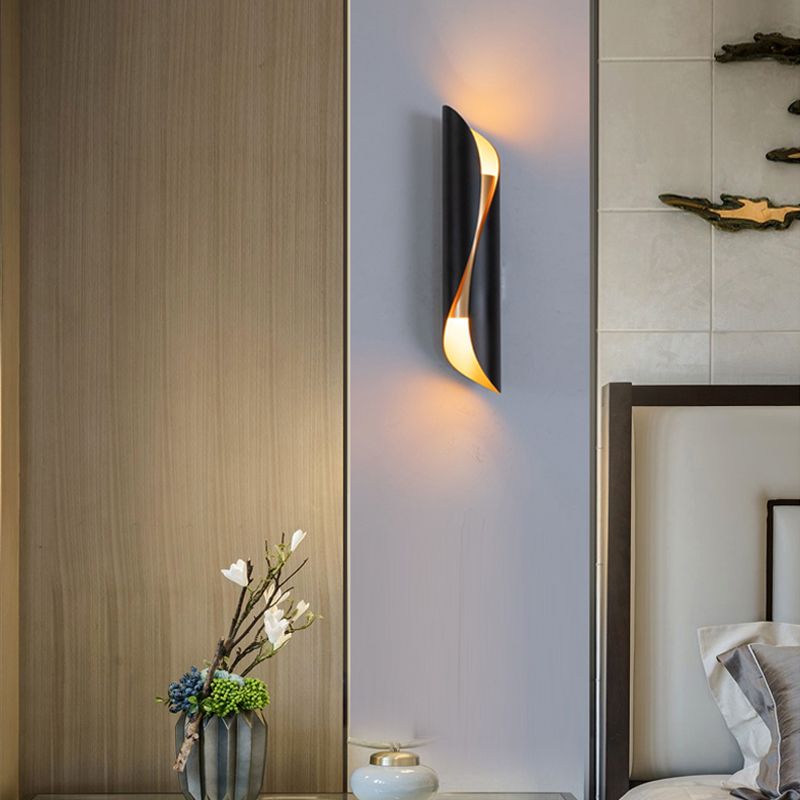 Modern Style Wave Shape Wall Sconce Metal 2 Lights Sconces for Bedroom