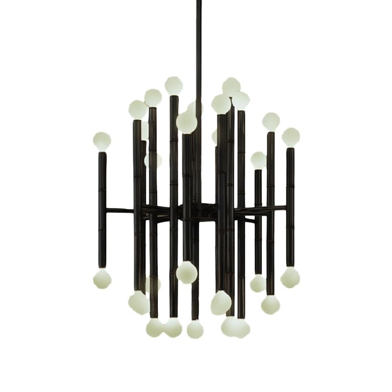 Metallflöte hängende Kronleuchter moderne 30 Lichter Schwarz/Silber/Gold Suspension Licht für Wohnzimmer
