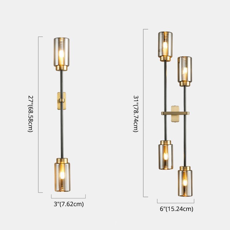 Noordse buisvormige wand sconce verlichting glazen slaapkamer wandlicht sconce in rookgrijs