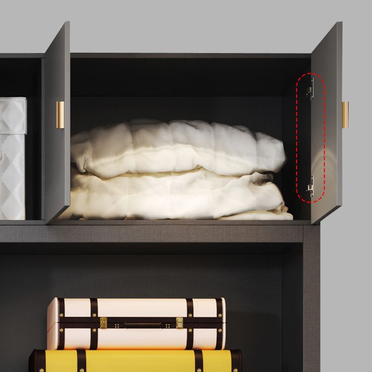 Grey Wardrobe Cabinet with Drawer Modern Wardrobe Armoire for Home