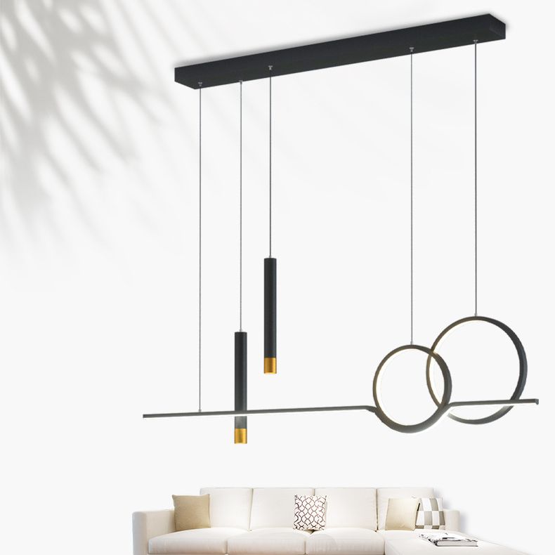 Multiple-Light Geometric Island Light Fixtures Modern Metal Island Pendant Dining Room