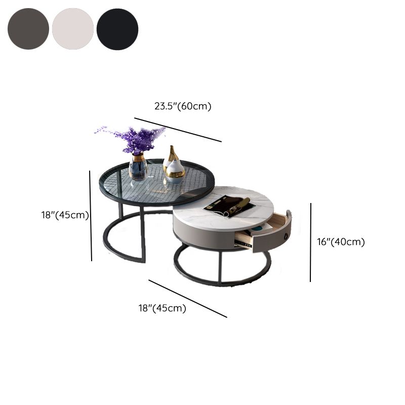 Round Nesting Coffee Table Set Round Frame Coffee Table with Drawer