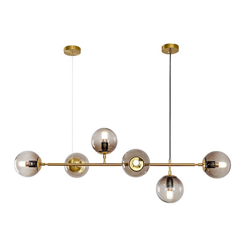 Multi Lights Island Light Modern Island Hanging Light with Glass Shade for Dining Room