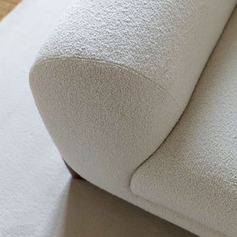 White Tuxedo Arm Sofa Modern 27.16" High Sofa with Wood Accents