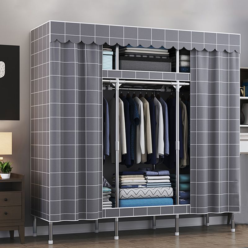 Modern Style Wardrobe Metal Wardrobe Closet with Garment Rod