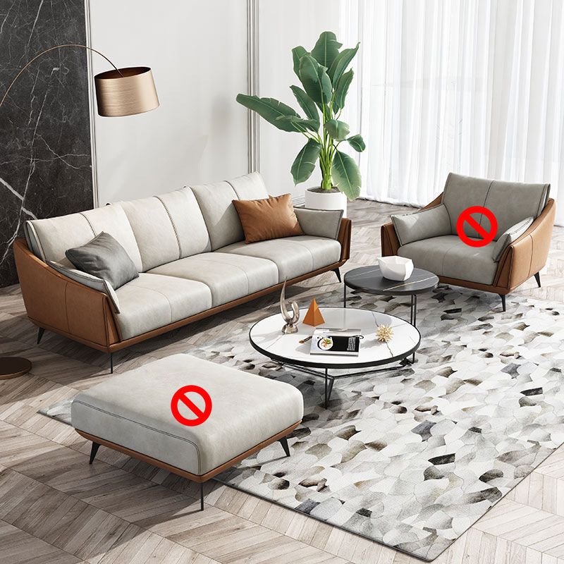 Modernism Sofa with Bolster Pillows Sloped Arm Sofa in Orange