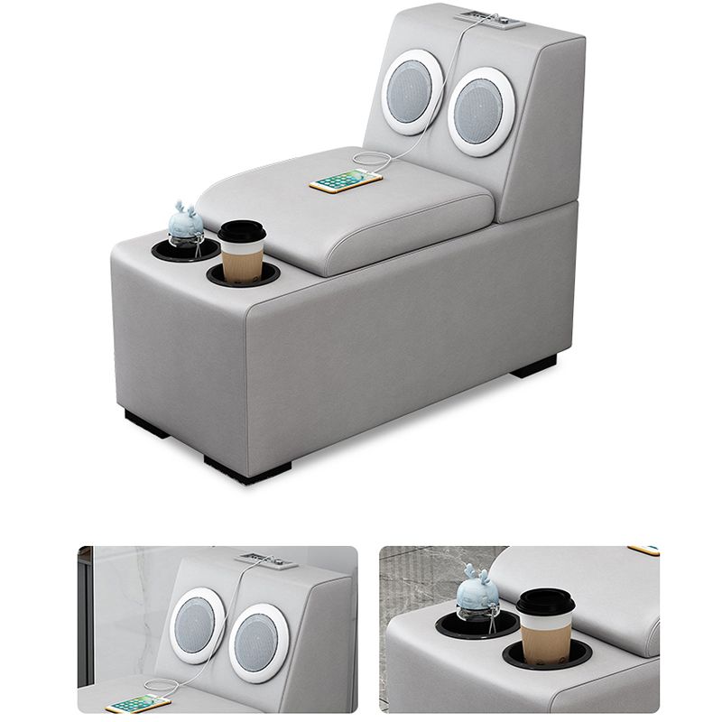 Gray Faux Leather Sectional L-shape Pillow Top Arm Sectional