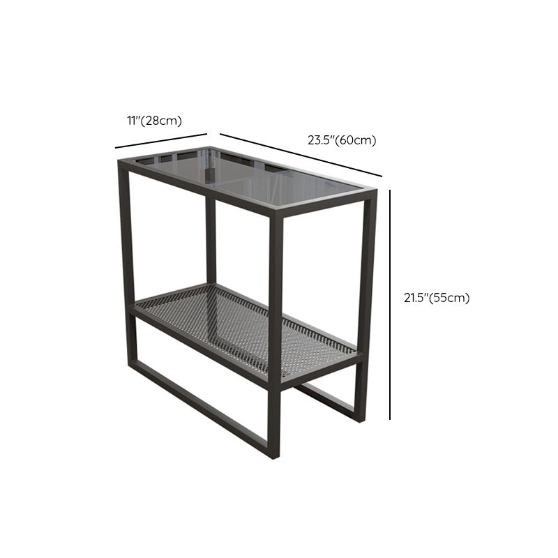 Modern Glass Sled End Table Minimalist  Rectangular Corner Table