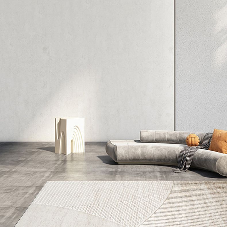 Grey Modern Rug Polyester Stripe Indoor Rug Stain Resistant Carpet for Home Decoration