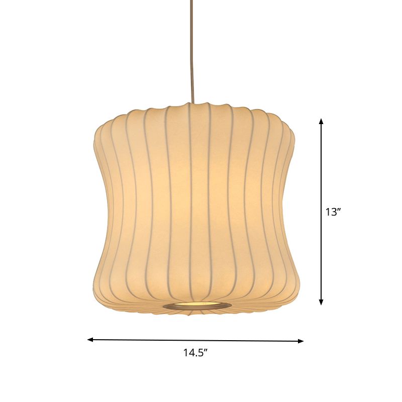 Curvy Fabric Pendant Lighting Modern 1 Head White Ceiling Suspension Lamp, 14.5"/18.5" Wide