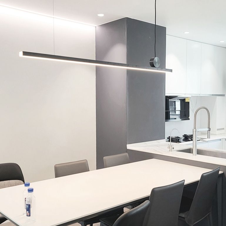 Modern Minimalist Style Linear Island Light Fixture Acrylic Chandelier Lamp