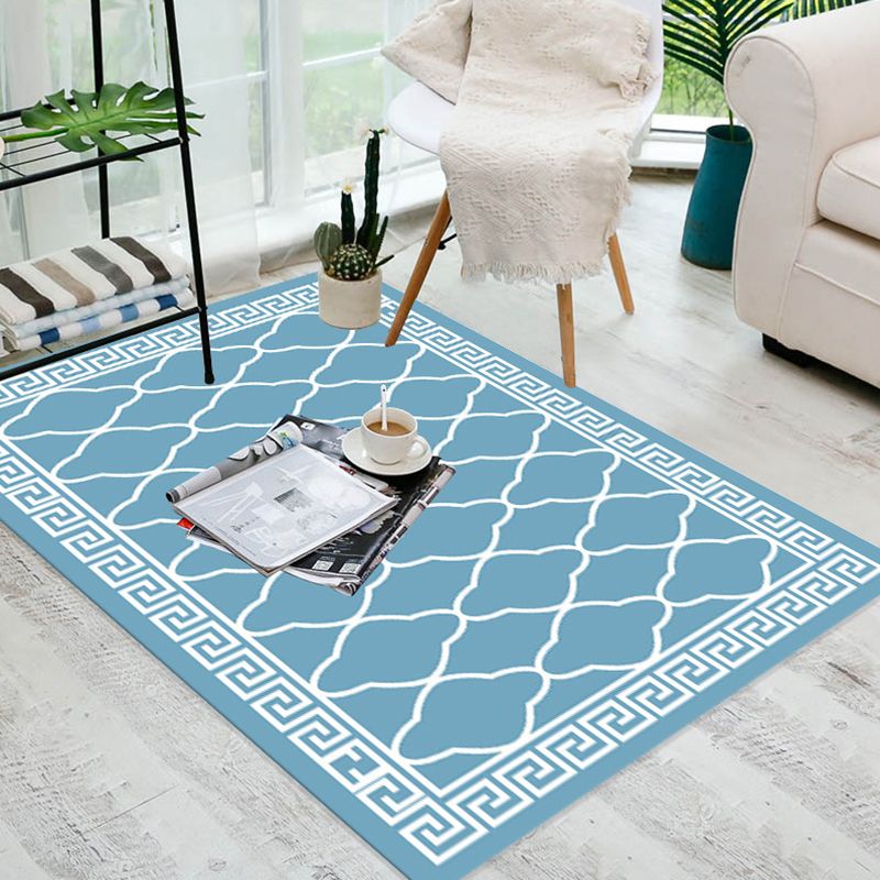 Minimalist Modern Rug Multicolor Geometric Trellis Print Carpet Anti-Slip Machine Washable Pet Friendly Rug for Room