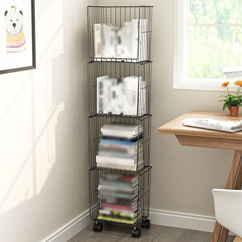 Contemporary Style Metal Geometric Bookcase Closed Back Bookcase