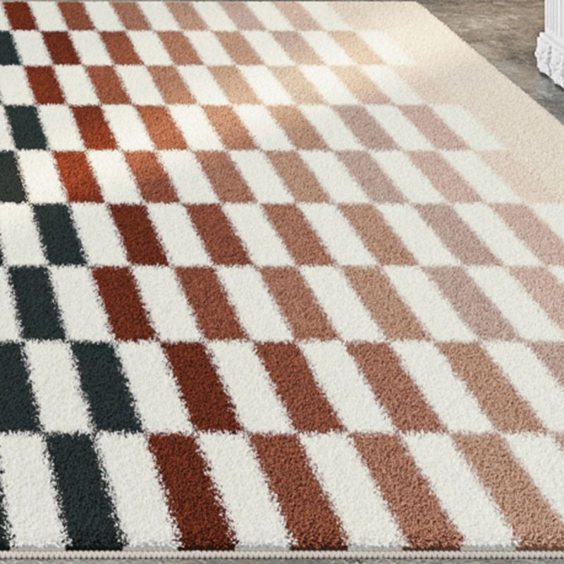 Multicolor Modern Area Carpet Polyester Checkered Indoor Rug Easy Care Carpet for Living Room