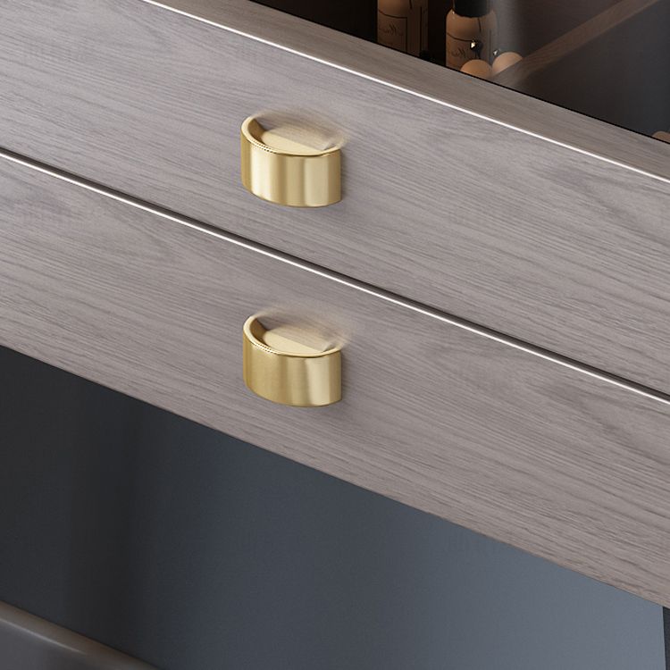 Flip-Top Vanity Table 3-Drawer Stool Vanity Set with Storage Shelves