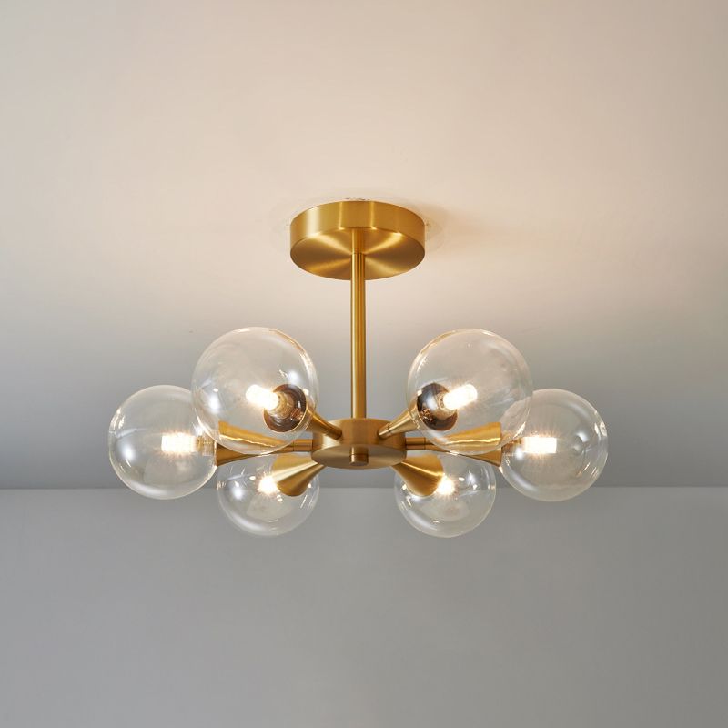 Opal Glass Globe Semi Flush Ceiling Lights Modern Style Multi Lights Semi Mount Lighting