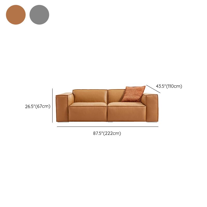 Modern Square Arm Sectionals  Sofa, Genuine Leather Sectional Couch