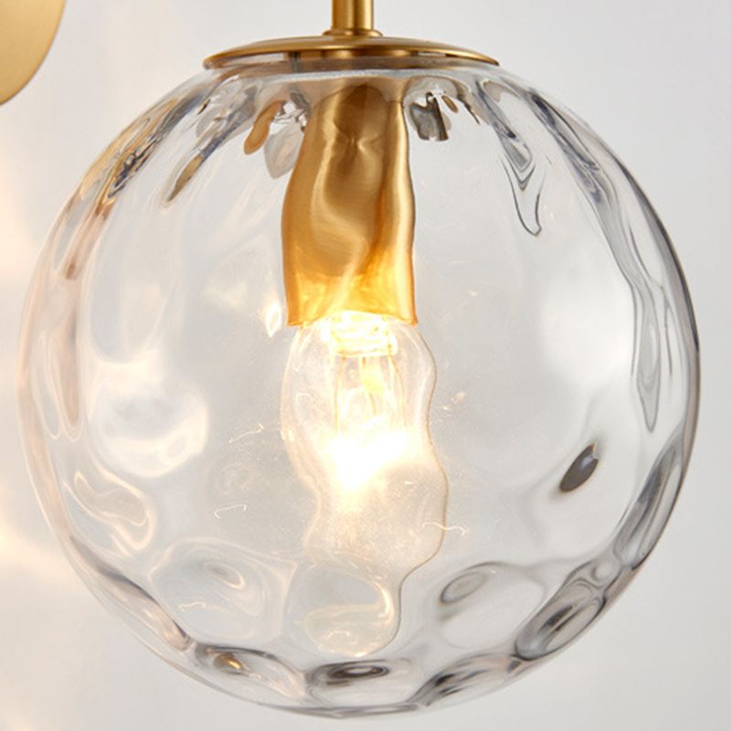 Glass Globe Sconce Light Modern 1-Light Sconce Light Fixture in Gold