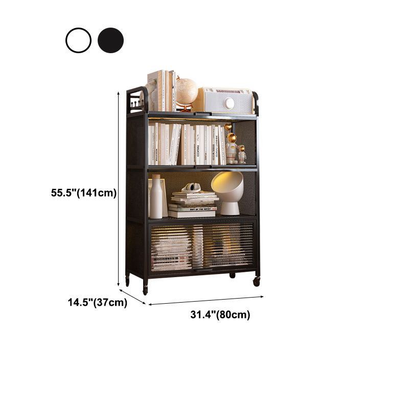 Modern Style Bookshelf Metal Closed Back Bookcase with Door for Office