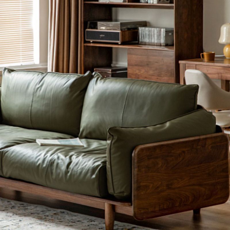 Standard Solid Wood Square Arm Sofa with Cushions Back for Living Room