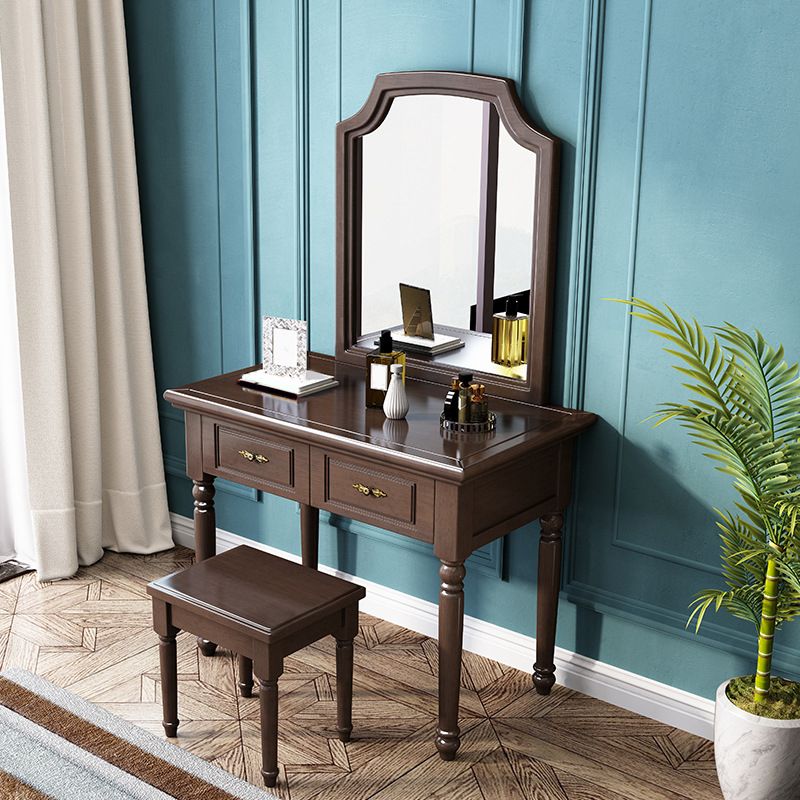 2 Storage Drawers & Mirror Vanity Set Victorian Wood Dressing Table