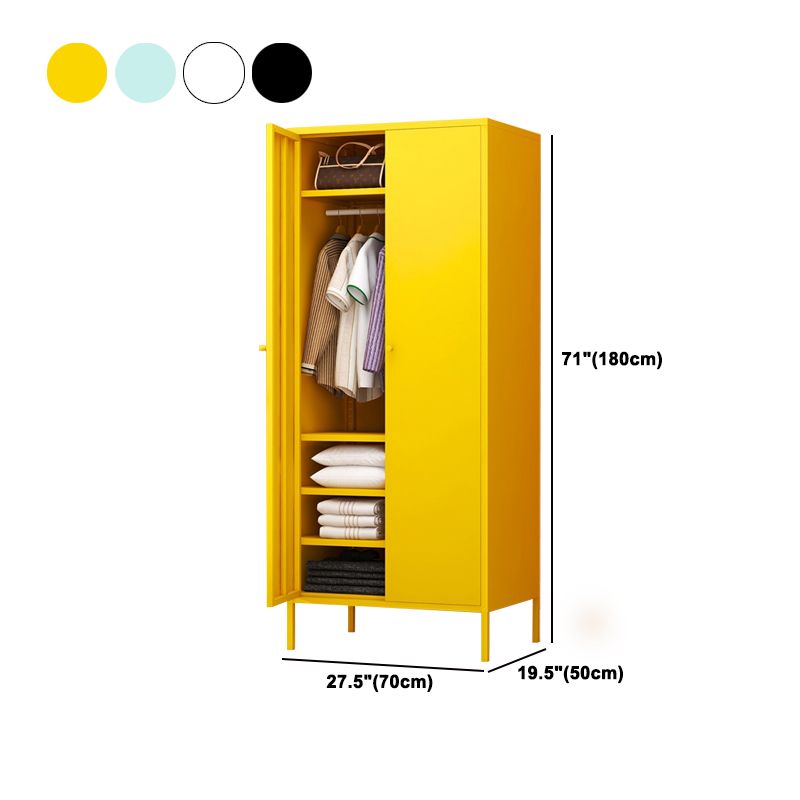 Steel Contemporary Wardrobe Armoire With Legs Hinged Storage Cabinet