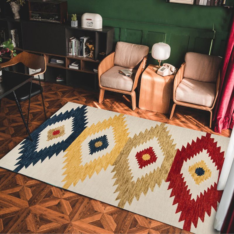 Multi Colored Americana Rug Polyster Geo Patterned Indoor Rug Pet Friendly Non-Slip Backing Area Carpet for Decoration