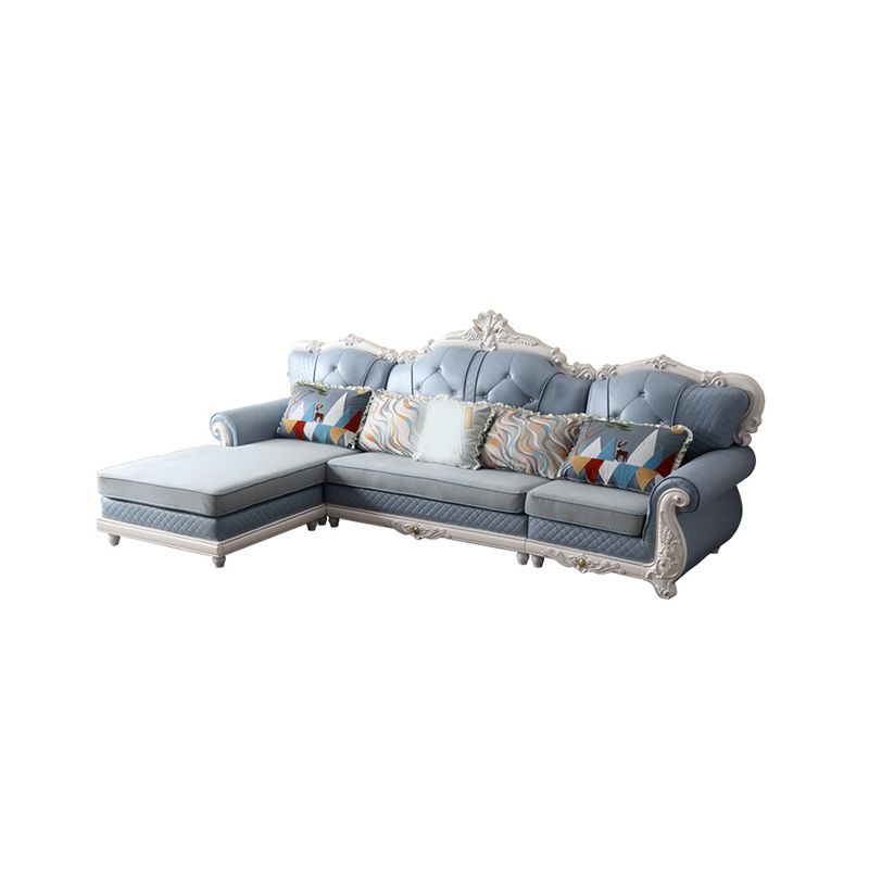 72" Wide French Country Sectional Sofa Leather Sleeper Sectional