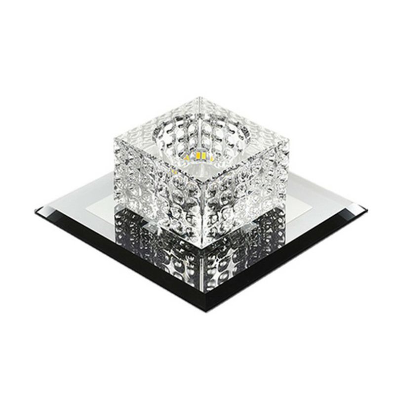 Crystal Square LED Flush Mount Light Simplicity Flush Mount Ceiling Light in Black for Foyer