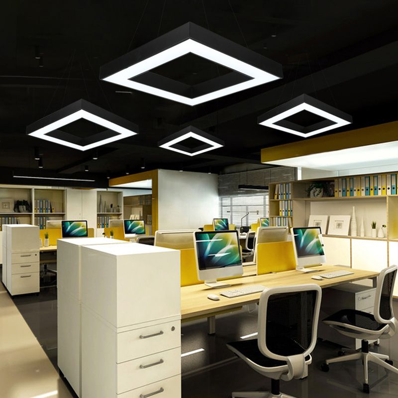 Semplice illuminazione a led al soffitto a led il lampadario quadrato con ombra acrilica per ufficio