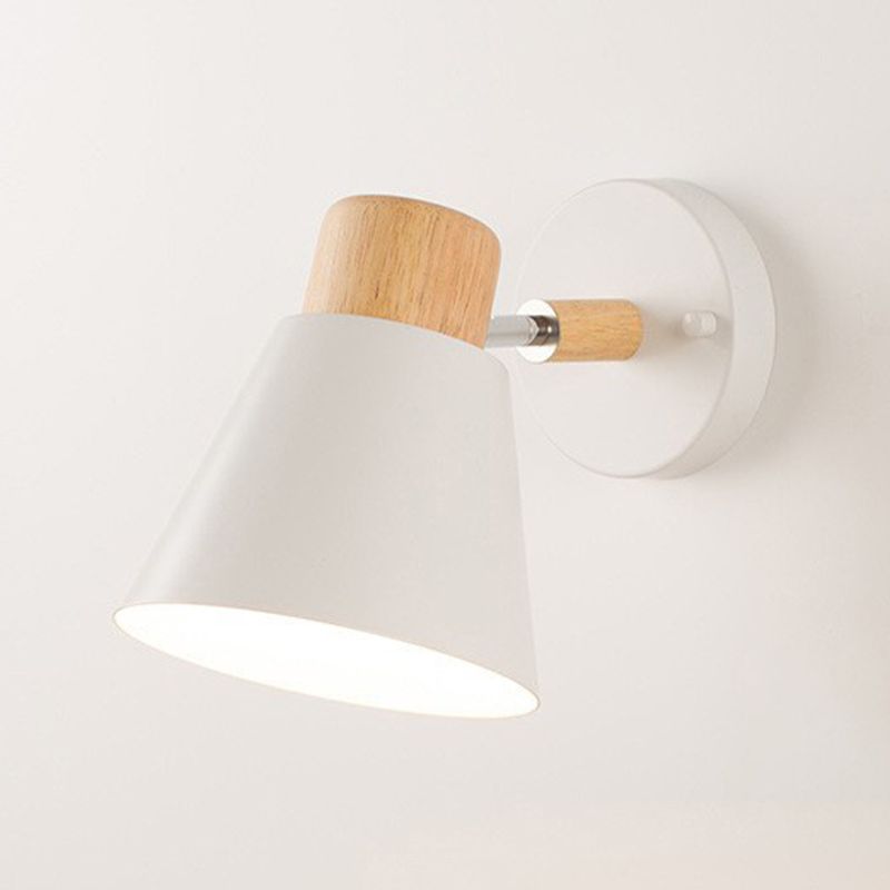 Modernism Metal Shaded Wall Light Polish Finish Wood Lighting for Room