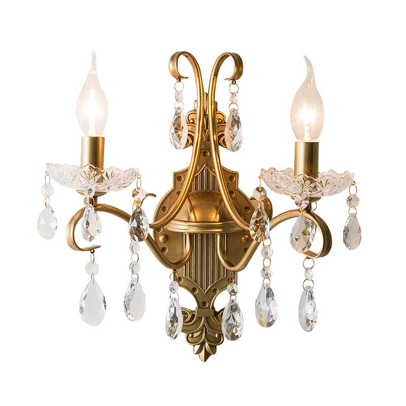 Luz de pared de latón anticipada Amplio de pared de vela de cristal tradicional con brazo de desplazamiento