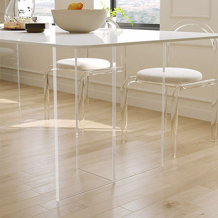 Simplicity Dinette Table Rectangle Stone Dinner Table in White