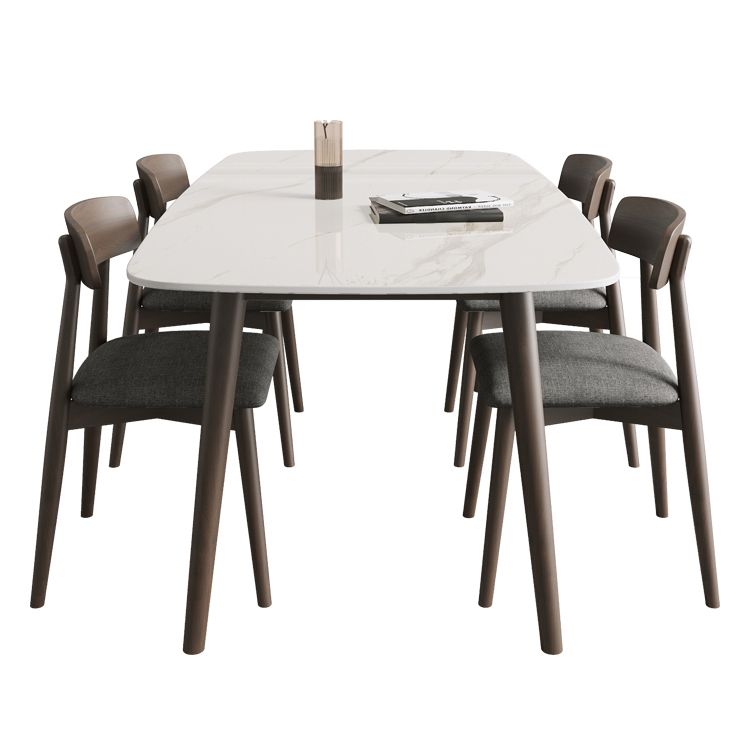 Moderne eettafel uit het midden van de eeuw, rechthoekig stenen blad, eettafel met 4 poten
