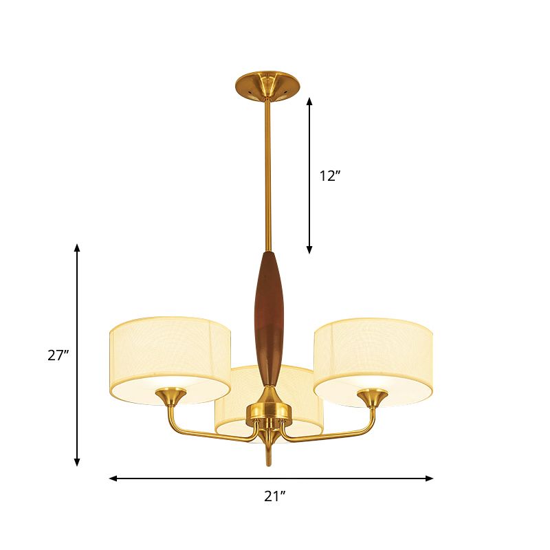 Lampada lampada per camera da letto a ciondolo 3/a 5 bulbone lampada lampadario per la camera da letto con tessuto a tamburo in bianco