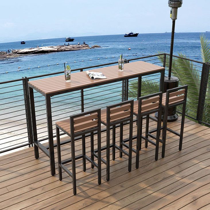 Modern Trestle Bar/Dinette Table Rectangle Outdoor Footrest Bar Height Table