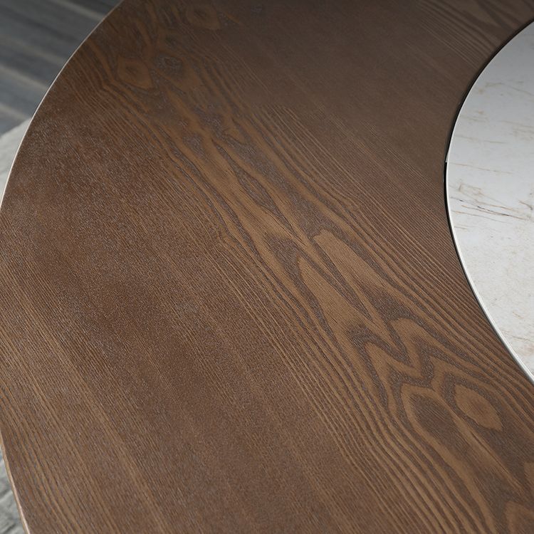 Round Pedestal Table Simplicity Style Solid Wood Dining Site Table with Turntable