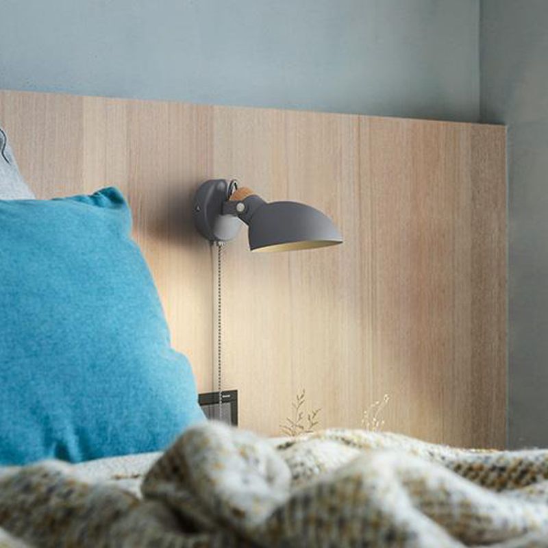 Luz de metal nórdica luz de pared de macarrón de luz simple con interruptor para dormitorio